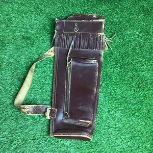 Vintage Traditional Archery Recurve Arrow Back Quiver Leather Fringe Brown/Tan